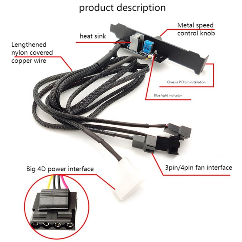 Koeler Koelventilator Snelheidsregelaar 3 Kanalen 3pin PC 12V Power PCI Beugel