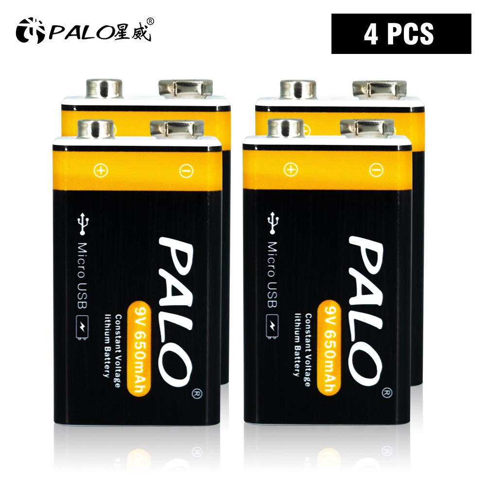 9V battery micro USB 9 Volt li-ion Rechargeable Battery 6F22 9V Li ion Lithium Battery for RC Helicopter Model Microphone Toy: 4PCS