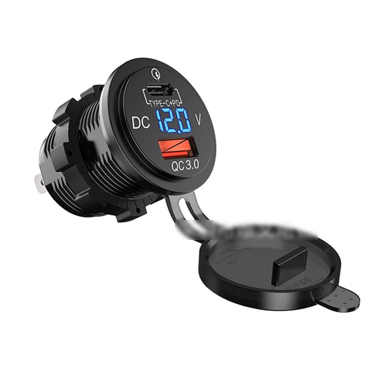 Dubbele usb snellader 3.0 led snellader voor 12v/24v auto's boten motorfietsen suv's bussen vrachtwagens marine auto's  qc 3.0 dubbele usb laders