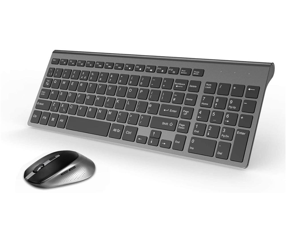 Wireless Keyboard and Mouse，QWERTY UK layout Full-size 2400 DPI，with Numeric Keypad and Ergonomic Quiet mouse for Windows,Black: Default Title