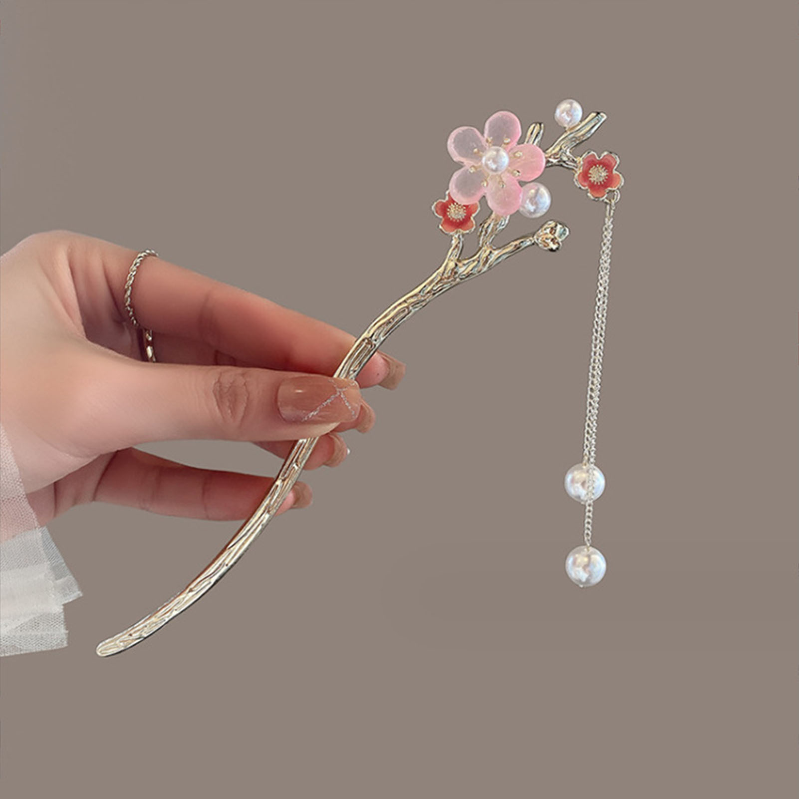 Palillos para el cabello de estilo chino Vintage, horquillas para mujeres y niñas, horquilla de flores, Clip para el cabello, tocado Hanfu, joyería, accesorios para el cabello: COLOR ORO ROSADO