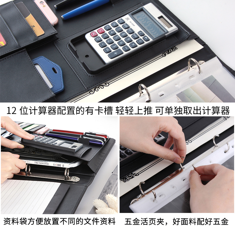 PU leather A4 Document Bag Business Briefcase Storage File Folder for Papers for Documents Office School Supplies 1199d