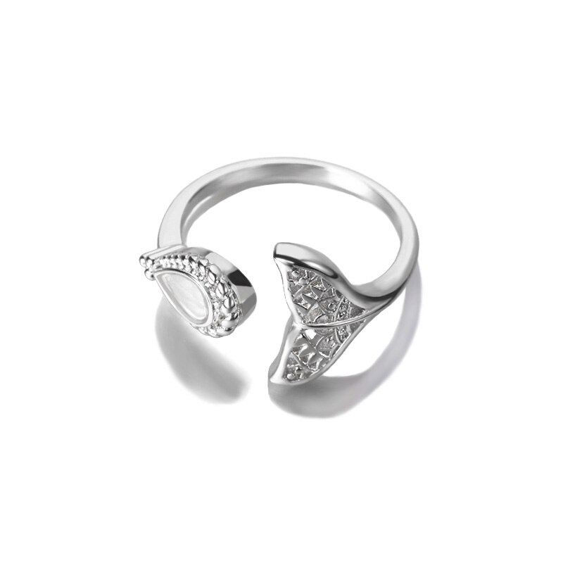 Anelli di coda di sirena di cristallo carino di moda per gioielli da spiaggia da donna anello di colore argento dorato regolabile 2021 nuovo regalo di nozze di tendenza: Silver Color