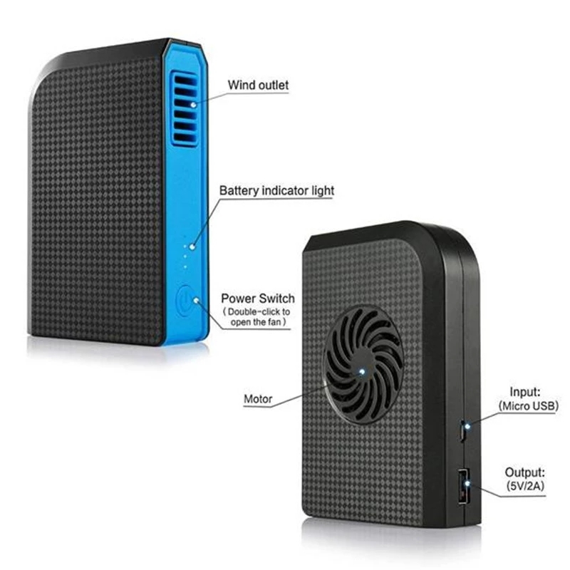 Vogek 2-In-1 6000Mah Power Bank Met Mini Airconditioner Draagbare Powerbank Externe Batterij Station Charger voor Multifunctionele