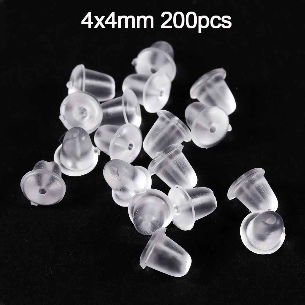 Lote de pendientes de goma para hacer joyas, topes traseros de silicona, tapones para la oreja, tapas bloqueadas, DIY, , 200: 200pcs