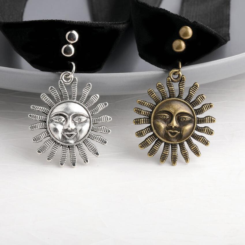 Vintage Vrouwen Gothic Leon De Mathilda Ketting Meisjes Zwarte Fluwelen Lint Retro Zon Vormige Choker Ketting