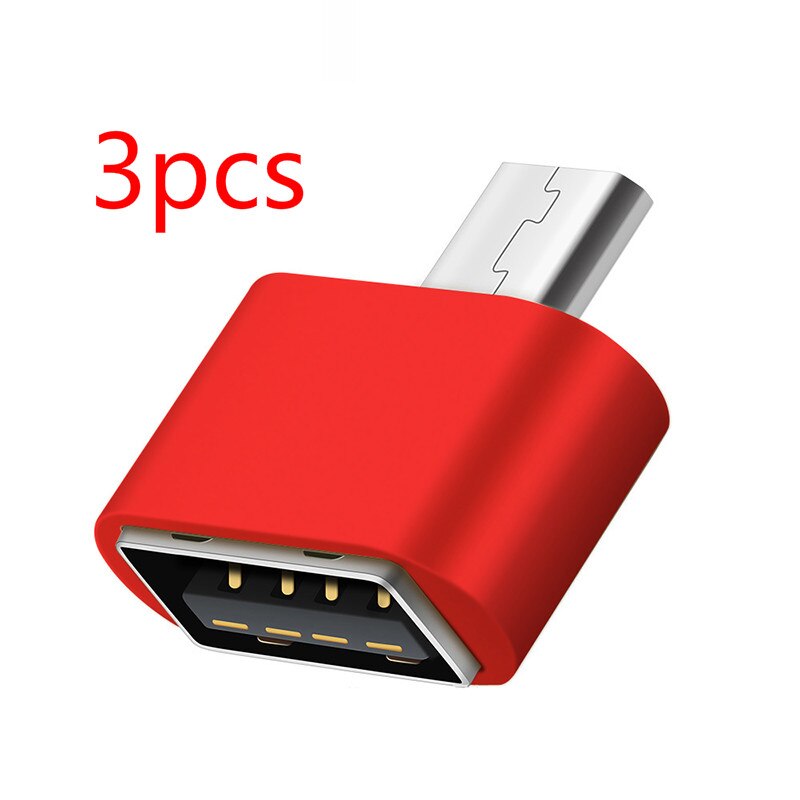 Mobile Phone Adapters Data Portable OTG Converter Micro USB Male To USB 2.0 Female Adapter For Android Phone Converters TXTB1: RED 3PCS