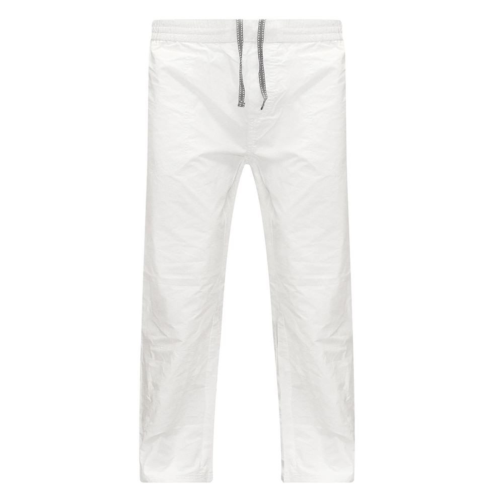 Mænd ensfarvet løs snoretræk sports yoga bukser lige brede ben sweatpants: Hvid / Xl