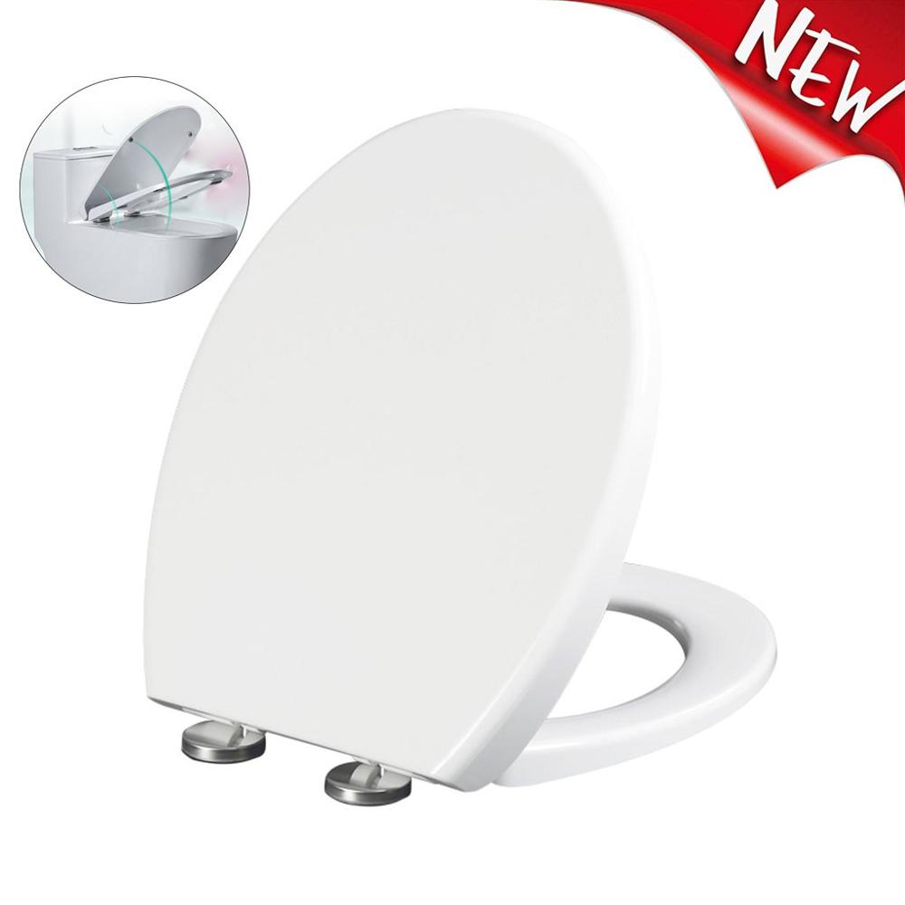 Ronde Universele Slow-Close Toilet Seat Deksel Cover Set Pp Dikker Vervanging Wit Huishoudelijke Non-Vergeling Scratch-slip @ Q