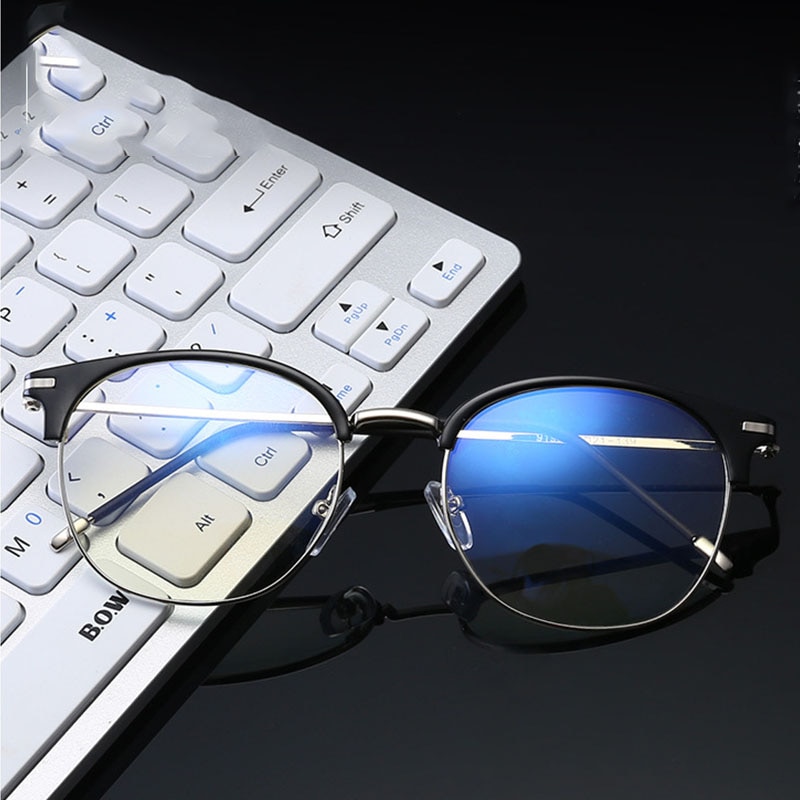 Semi Rimless Computer Glasses Anti Blue Light Eye Glasses Eyeglasses Optical Spectacle Glasses Frame For Women Men