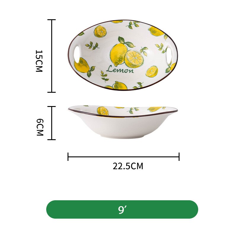 9 Inch Plates Sets Tableware Porcelain Strawberry Flower Fruit Salad Pasta Plates For Food Christmas Plate Deep: F