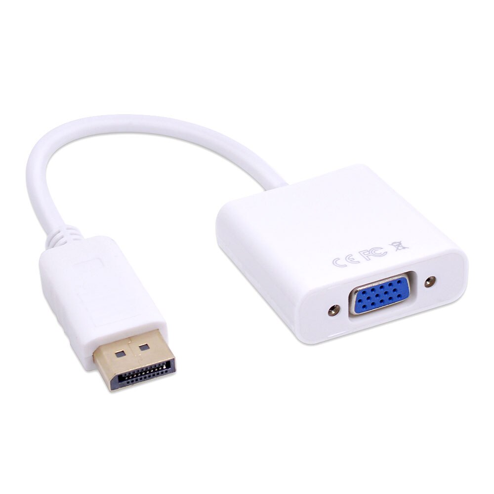 Chipal han displayport display port dp til vga hun adapter kabel konverter til macbook hdtv monitor projektor: Hvid