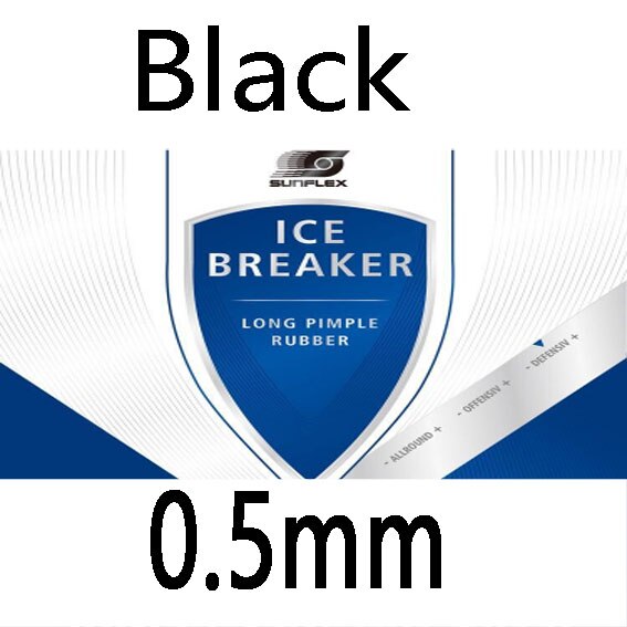 SUNFLEX ICEBREAKER Long pips-out table tennis / pingpong rubber with sponge Rubber Without Sponge with sponge: Black 0.5mm