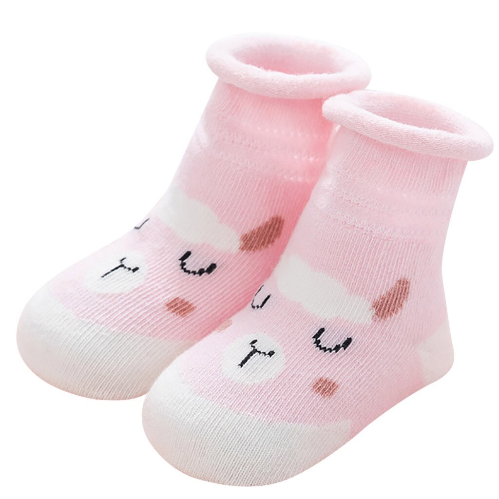 Kids Baby Baby Jongens Meisjes Sokken Ademend Cartoon Dieren Print Anti-Slip Sokken Pasgeboren Peuter Leuke Meias Infantil: Roze