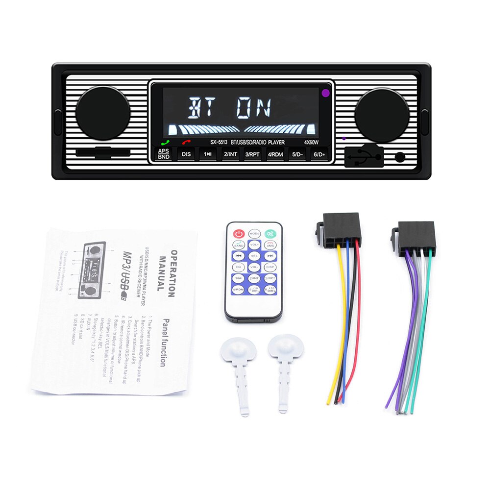 Auto MP3 Speler Stereo Fm Retro Radio 12V Bluetooth Stereo MP3 Usb Aux Power Kabel Voertuigen Radio Accessoires