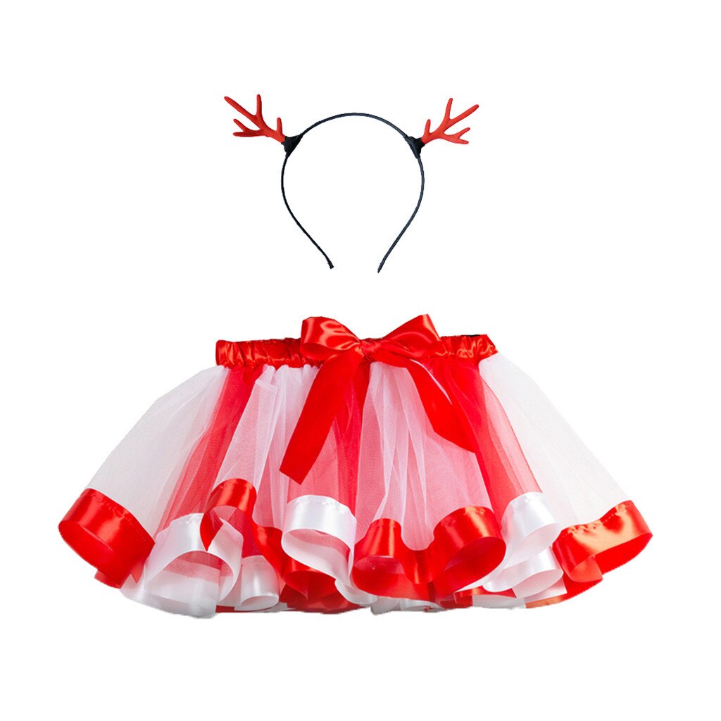 Jupe Tutu de noël pour enfants filles | Avec épingle à cheveux, Costume de princesse pour petites filles, robe de bal d'anniversaire,: White / 8