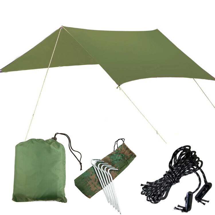Grand auvent d'extérieur 3x3m, bâche étanche, tente, ombrage de jardin, hamac de Camping, abri solaire sans Support, poteau OD005: 300-290 green