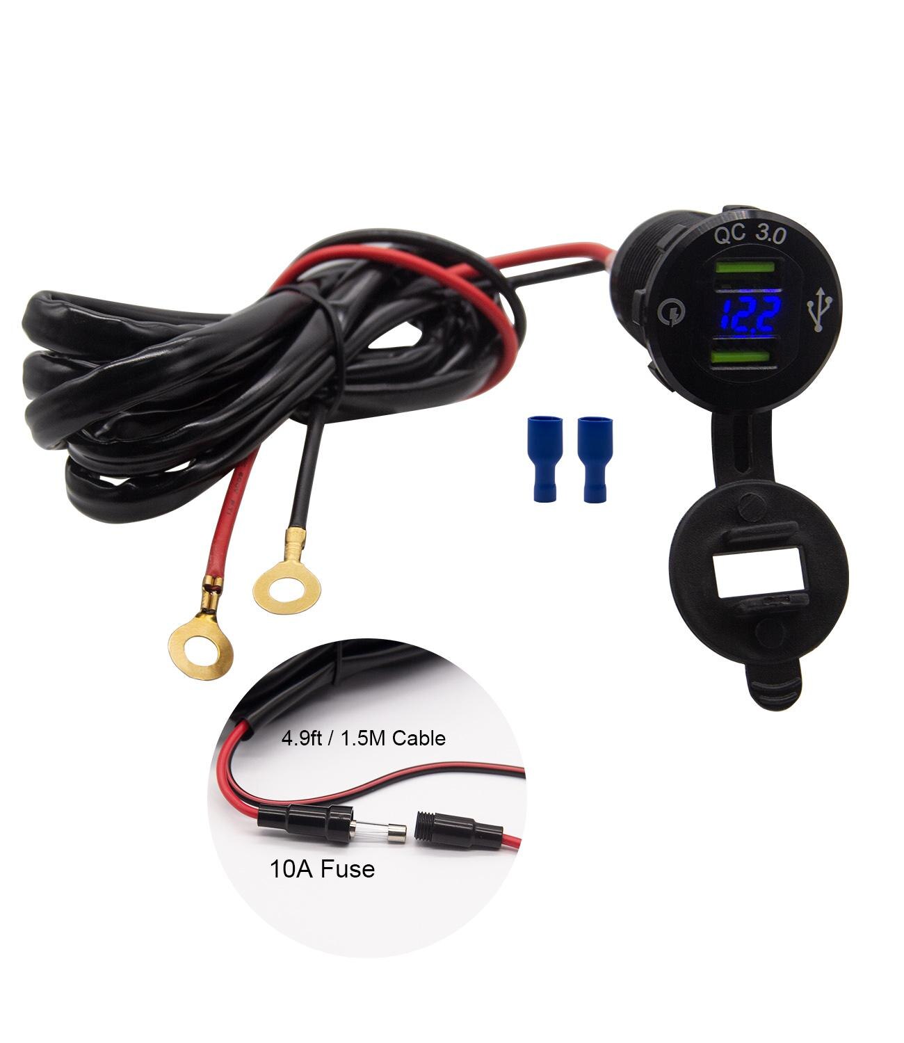 Schnelllade- 3.0 -usb-kfz-ladegerät mit blauer led-digitalanzeige 36w usb-schnellladefunktion für iphone, huawei und xiaomi