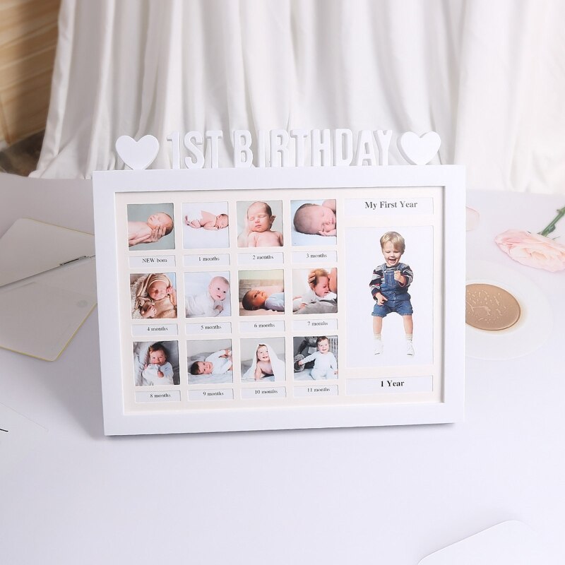 First Year Photo Moment Baby Keepsake Frame DIY 0-12 Month Picture Display Plastic Collage Frame Memory D5QA