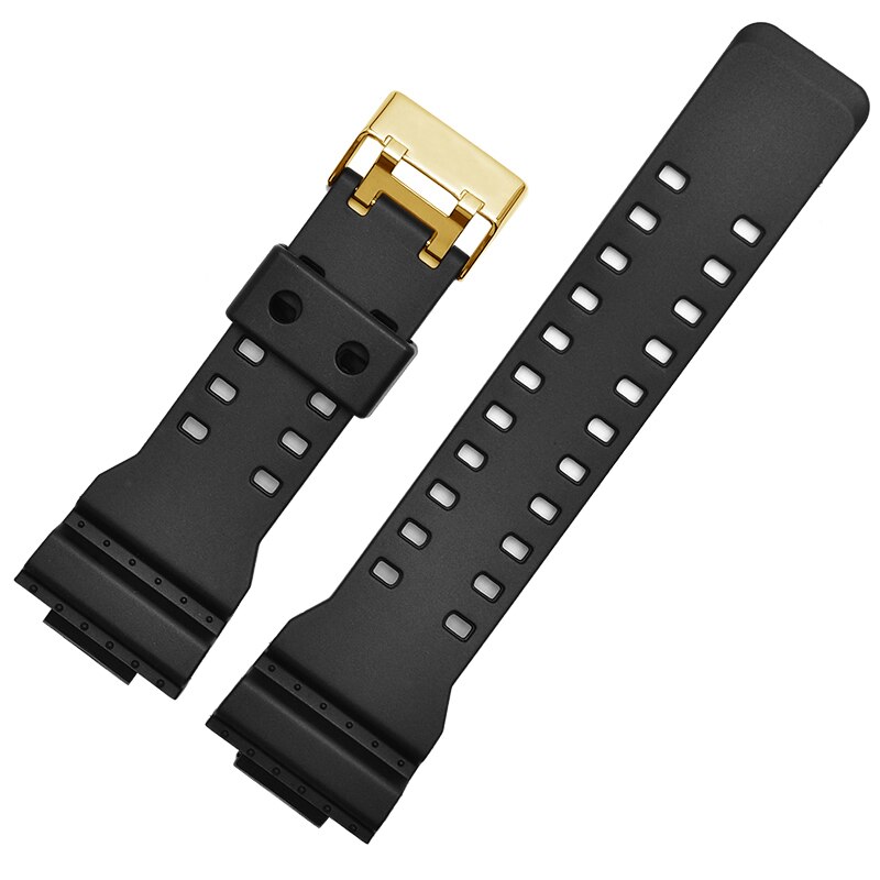 Correa de silicona para reloj Casio, G-SHOCK, GA-110, GD-100, resistente al agua, repuesto de goma para pulsera deportiva, accesorios para reloj: Matte Black gold