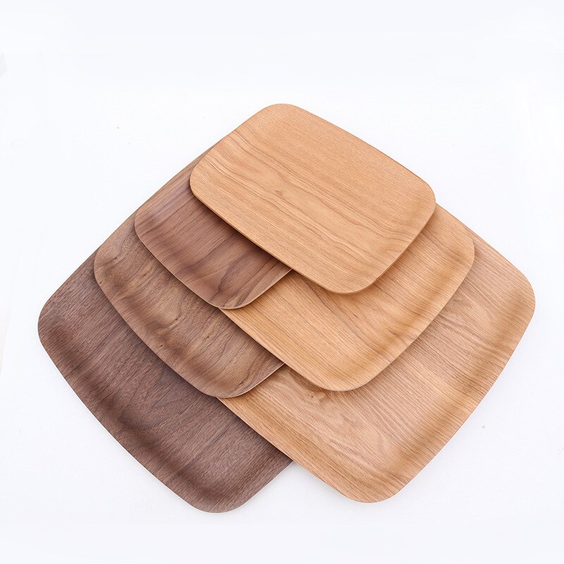 Wooden tray Fraxinus mandshurica black walnut Japanese-style wooden fruit tray tray household Multipurpose Dinner Drink plate