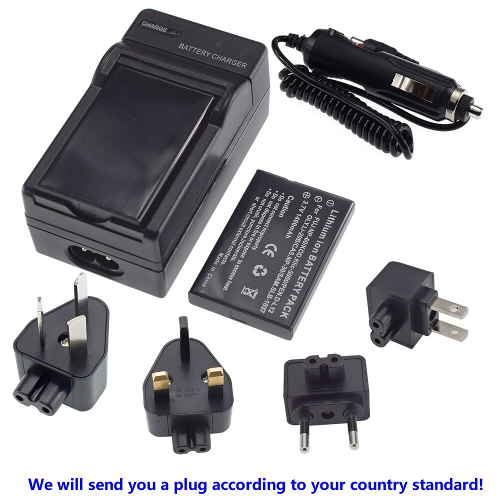 3Pcs FNP-60 NP60 Battery + AC Wall Charger for Fujifilm NP-60 for Kodak KLIC-5000 for Samsung SLB-1137 for Olympus LI-20B