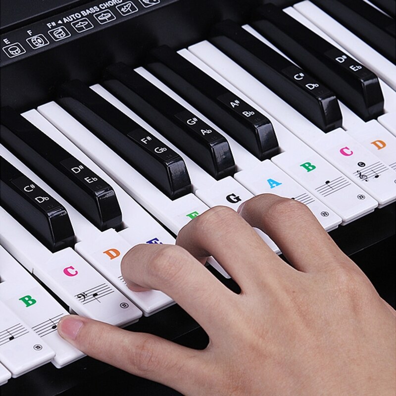 Transparent Piano Keyboard Stickers Symbol 54/61/88 Electronic Keyboard Key Piano Stave Note Sticker for Piano Beginner Learning