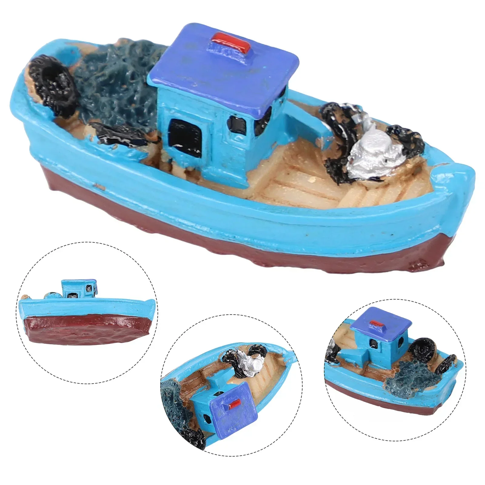 Decoración de mesa artesanal para el hogar, modelo de barco de pesca de 2x3x5cm, Mini modelo en miniatura DIY, decoraciones de escritorio