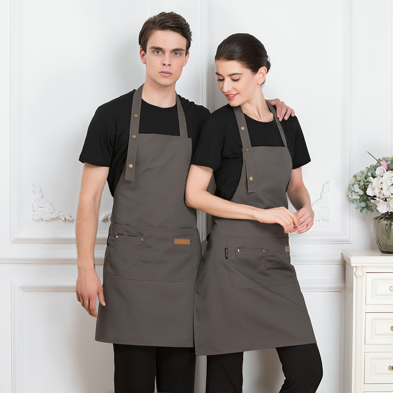 Webbing förkläde restaurang kock cozinha arbetskläder män kvinnor matsal hem kök matlagning uniform servitris servitris hängande hals: Grått - förkläde