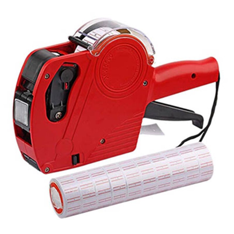 8 Digits Handheld Price Label Gun Plastic Tag Labeller Machine With 4000pcs Lable For Supermarket Shopping Mall: Red