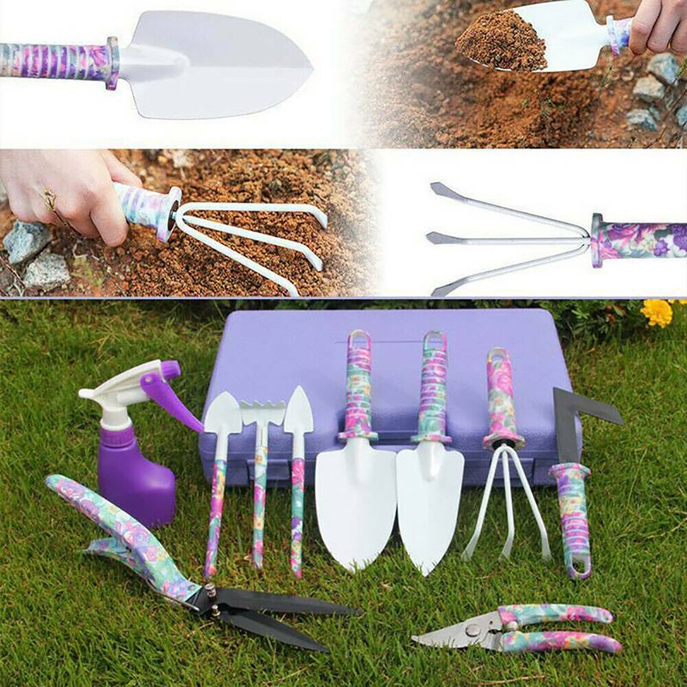 10PCS Garden Tools Kit Gardening Tools Set Pruner Rake Shovel Grass Garden Hand Tool Set With Storage Case For Garden Tools