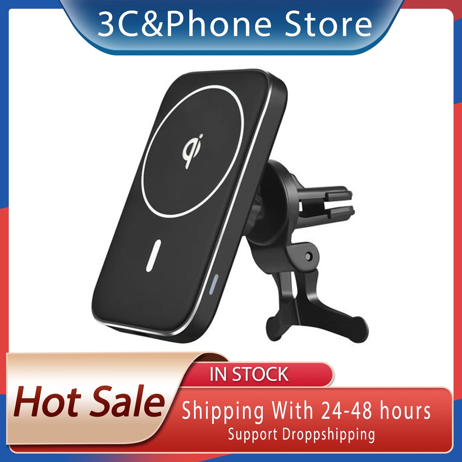 15W Magnetic Car Wireless Charger - Fast Charging Phone Holder for iPhone 12 Series - Air Vent Mount