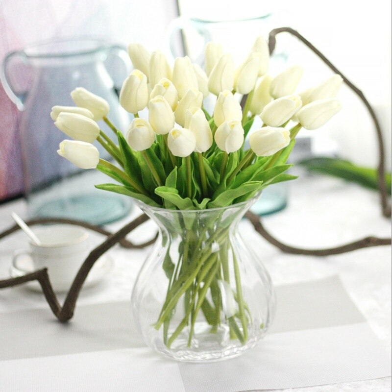 10 stk billig pu tulipan bukett høst dekorasjon vaser til hjemmedekor borddekking kunstige blomster bryllup dekorative blomster