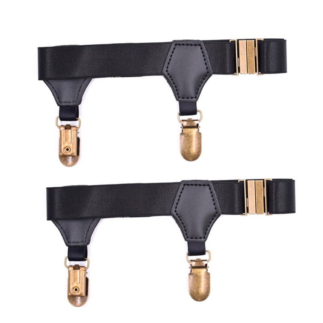 Un par de hombre Camiseta tirantes queda Liga calcetines doble Clip elástico ajustable de Nylon antideslizante tirantes para calcetines