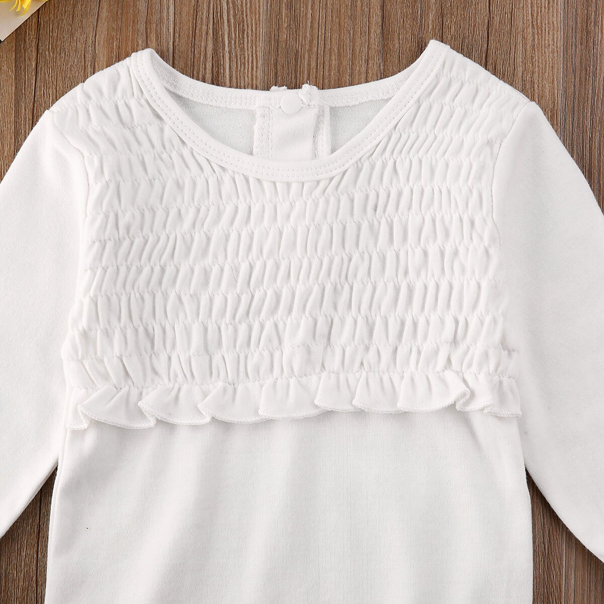 0-24M infantile Del bambino Dei Ragazzi Delle Ragazze corpo E Tutine Increspature A Manica Lunga solido Tute E Tute Da Palestra Bella Vestiti di Autunno vestito 2 Colori