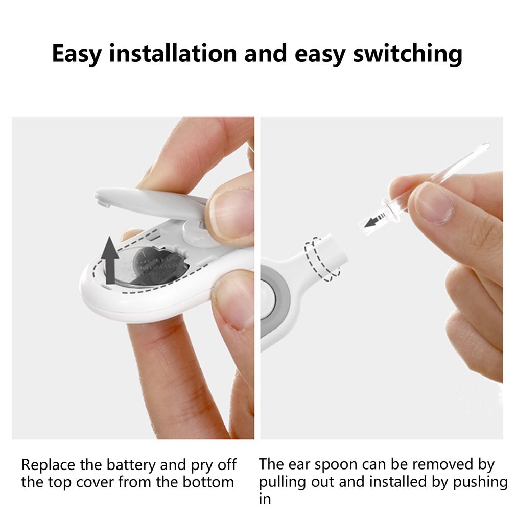 Ear Wax Cleaner LED Light Ear Cleaning Earpick Earwax Remover Luminous Ear Curette Light Spoon Health Care Tool For Kids