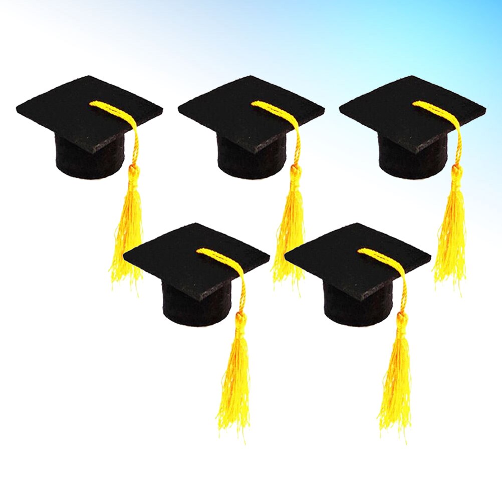 Couverture de bouteille de bière 5 pièces, Mini décoration créative pour remise de diplôme: Yellow