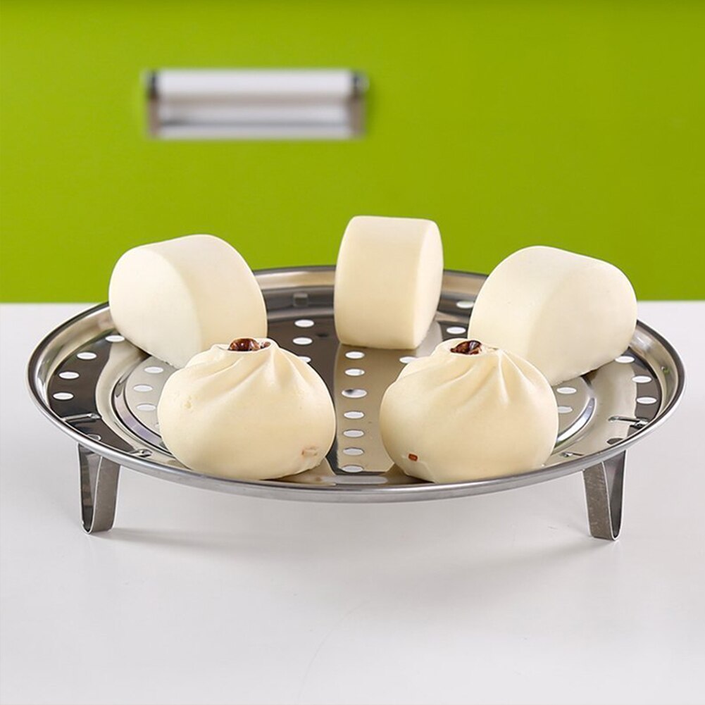 Herramienta de cocina de tres patas, 3 tipos de vaporizador, suministros de estantería de cocina, soporte duradero para cocinar al vapor, redondo de acero inoxidable