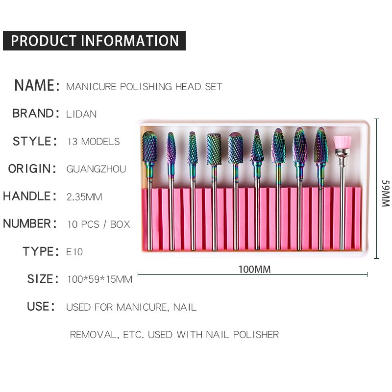 10Pcs/box Cone Tip Ceramic Electric Cuticle Clean Rotary Manicure Sander Tool Grind Head Mill Cutter Pedicure Nail art Drill Bit