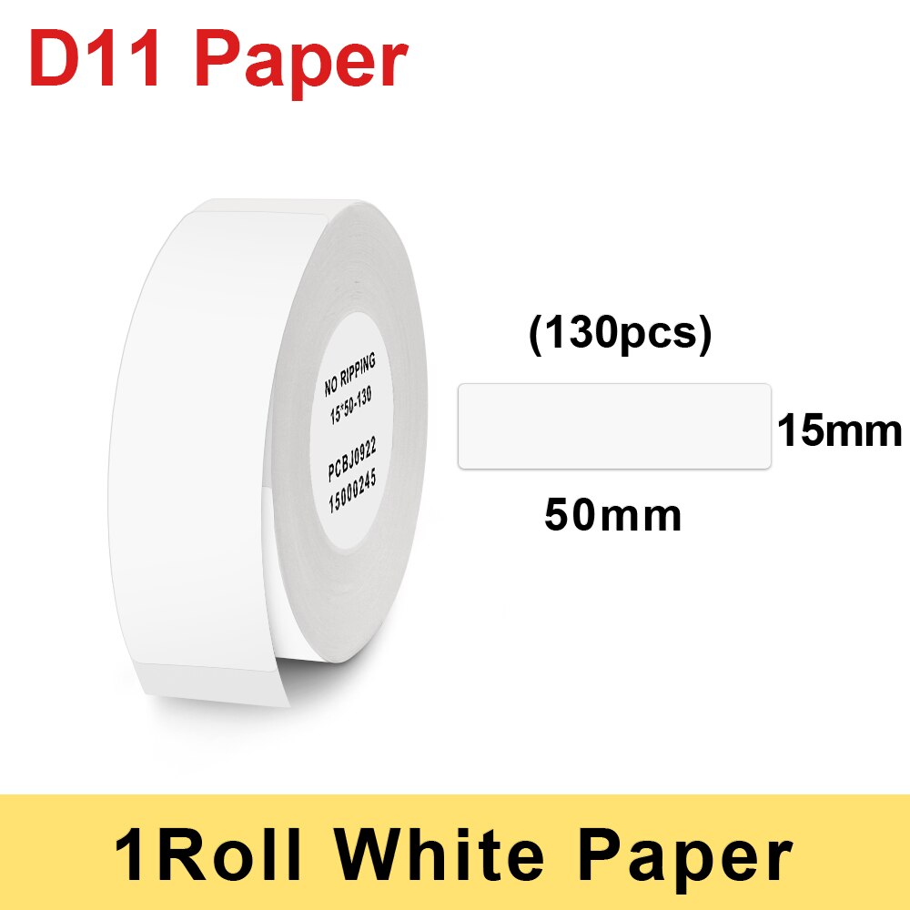 1 Roll Niimbot D11 / D110 Label Sticker Waterproof Anti-Oil Niimbot Labels Paper White Thermal Paper For Niimbot D11 Label Maker: 15x50mm 130pcs