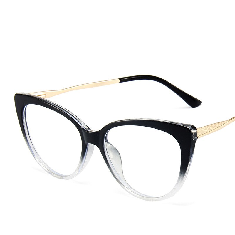 YOOSKE Anti Blue Light Glasses Women Retro Cat Eye Glasses TR90 Metal Spring Leg Optical Glass can be Equipped with Myopia Lens: black clear