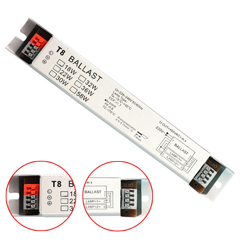 220-240V AC Electronic Ballast Universal Wide Voltage Lamp Fluorescent Lamp Instant Start T8 Bulb