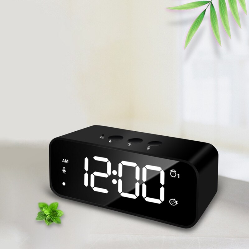 Digitale Wecker, Spiegel Musik Uhr, Sound Control,Dual Alarme, 12/24 H,8 Alarm Klingeltöne, Volumen & Helligkeit Einstellbar, Recharg