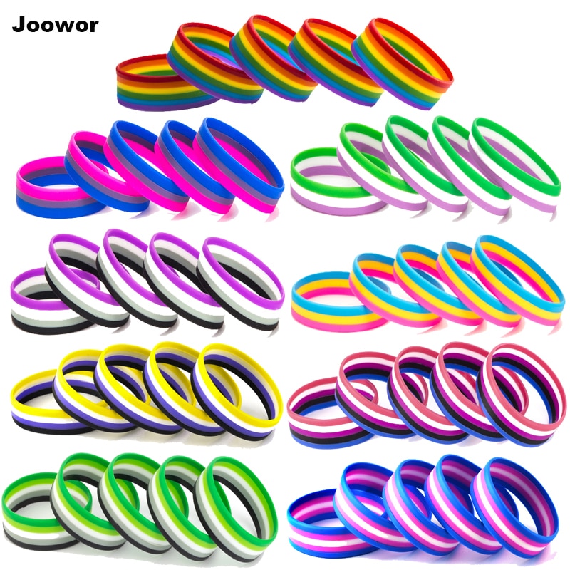 Rainbow pansexual asexuell silikonarmband pride lgbt gummiarmband för kvinnor män