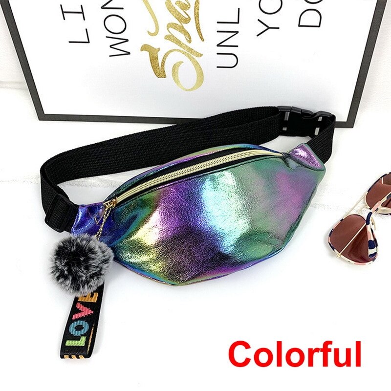 Neue Pailletten Druck Taille Tasche Für Frau Fanny Pack Mädchen Schulter Gürtel Taschen Kinder Taille Packs Glitter Telefon beutel: style 1-D