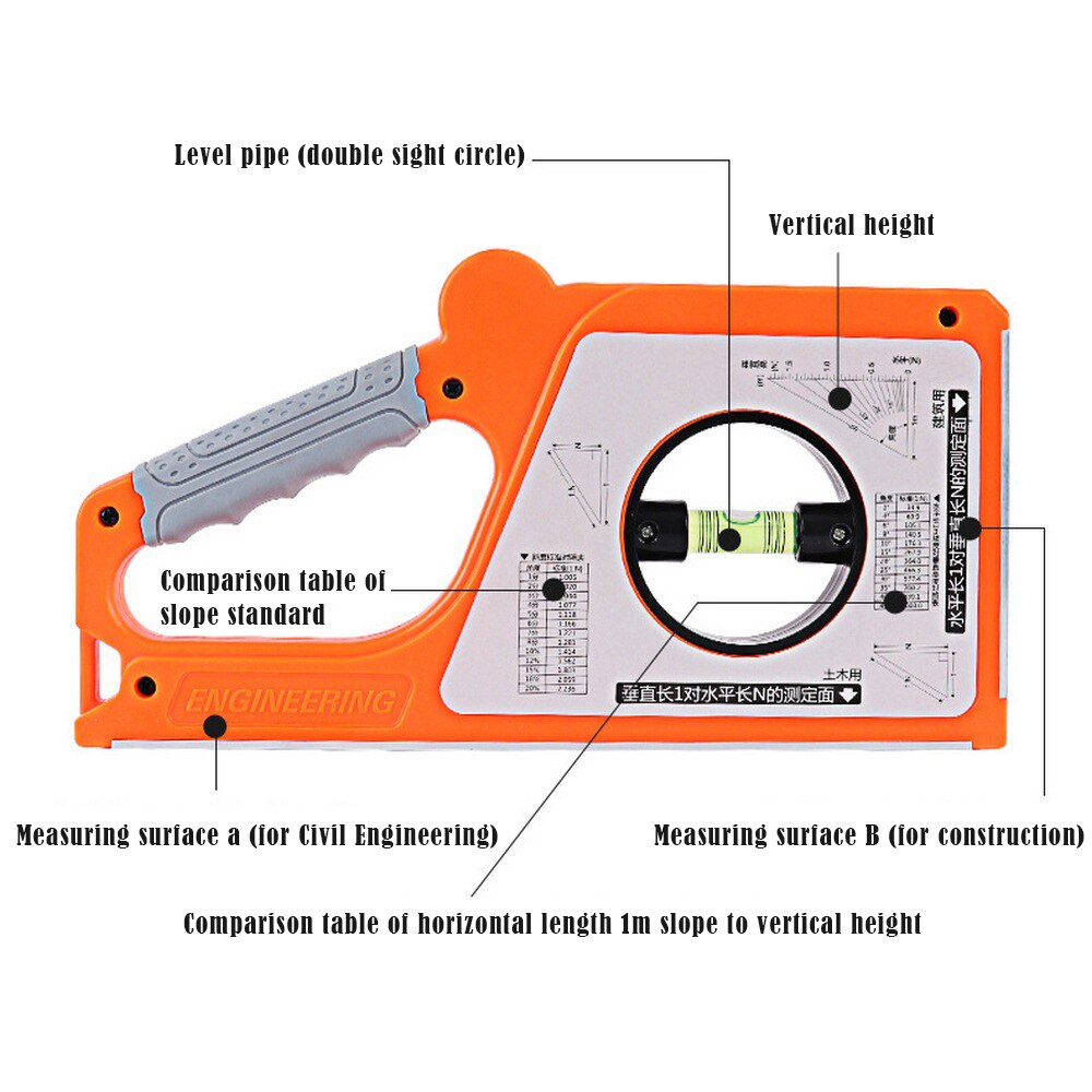 0-130 Degree Slope Measure Instruments Angle Ruler Multi-functional Bevel Protractor Magnetic ABS Angle Finder Slope Meter