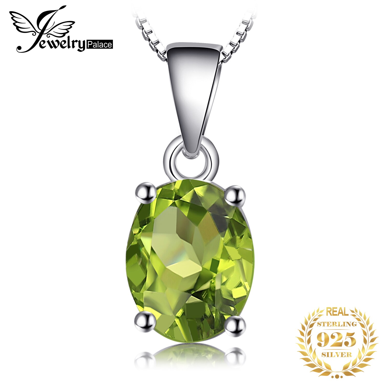 Natural Peridot Pendant Necklace 925 Sterling Silver Gemstones Choker Statement Necklace Women silver 925 Jewelry Without Chain