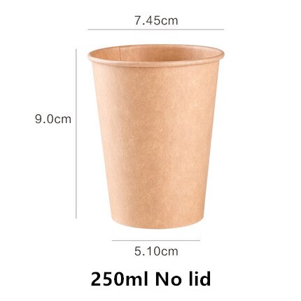 100 stks/pak Kraftpapier Cup Wegwerp Papier Kopje Koffie Melk Drink Paper Cup Huishoudelijke Coffeeshop Levert: 250ml No Lid