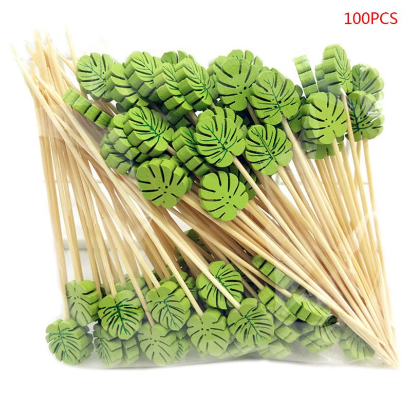 100 Stuks Wegwerp Bamboe Picks Voedsel Fruit Cocktail Handgemaakte Tandenstokers Picknick Feestartikelen Decoratie Retailsale: 04