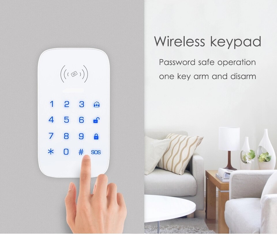 Wireless 433MHz Keypad for Smart Home Security Alarm System Extention Keypad Burglar Fire Alarm Host Control Panel Support RFID